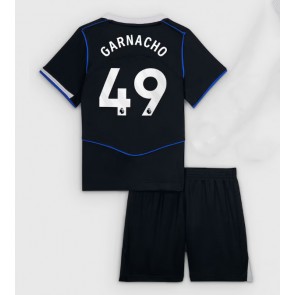 Chelsea Alejandro Garnacho #49 Tredjetrøje Børn 2025-26 Kortærmet (+ Korte bukser)